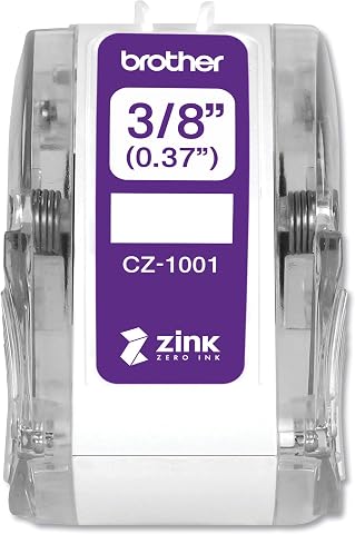 Brother Orijinal CZ-1001 3/8" (0,9 cm) 9 mm Genişlik x 13 ft (5 m) Uzun Etiket rulosu Çinko Sıfır Mürekkep Teknolojisine Sahip