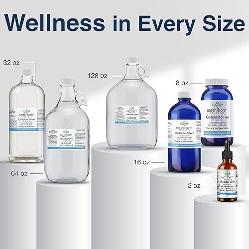 Miniatura 6 de Earthborn - Líquido de plata coloidal (2 onzas) 100 PPM y agua de plata monatómica 99.999% pura, suplemento coloidal de plata natural para apoyo