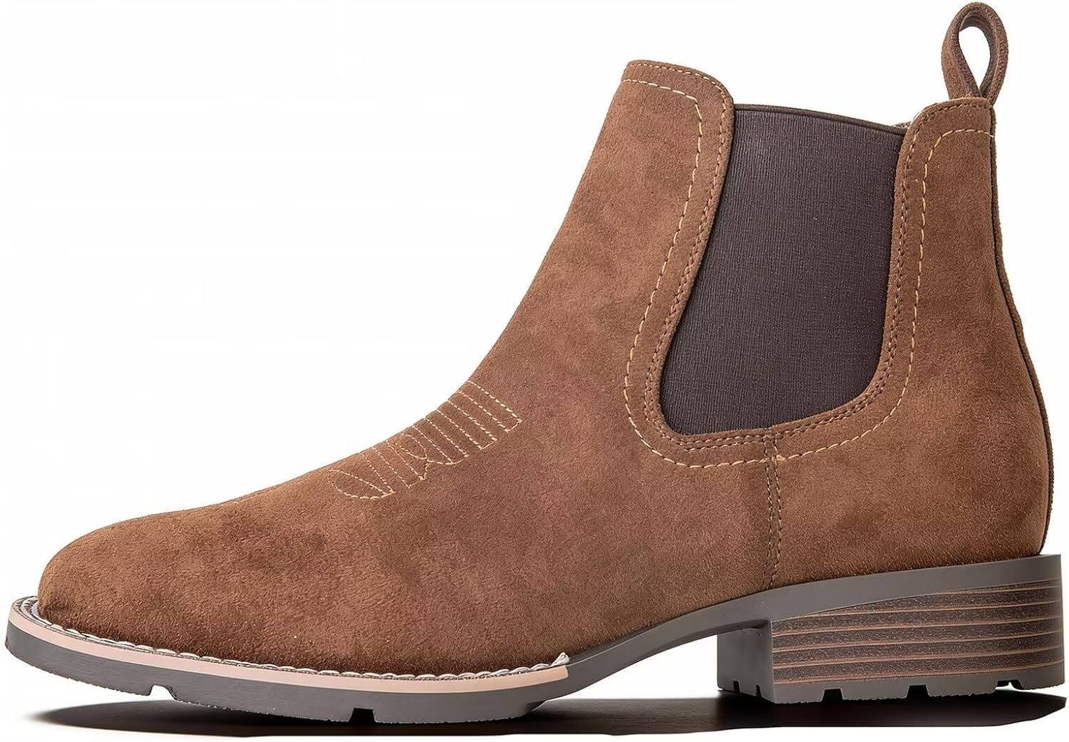 Men's Chelsea Boots Suede Ankle Boots - Comfortable Slip-On Dress Boots for Casual & Work