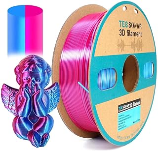 TECSONAR Silk Dual Color PLA Filament Coextrusion Filament Multicolor 3D Printer Filament 1kg Dichromatic Filament 1.75mm (± 0.03 mm) Compatible w/ Most of 3D Printer, Silk Blue Rose Red