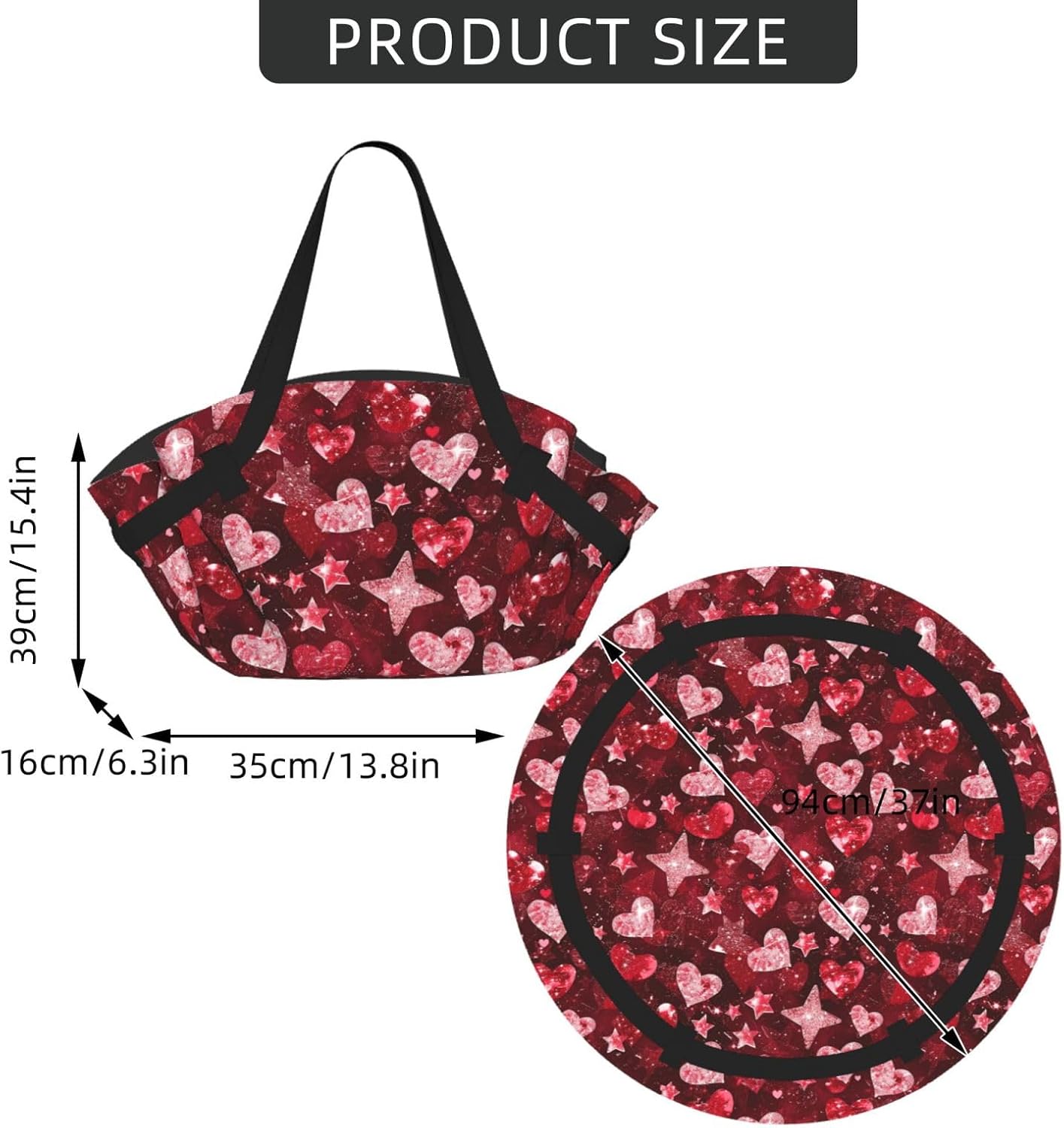 Valentine'S Day (7) Pattern Foldable Camping Tote Bag Picnic Blanket Bag Portable Beach Mat Tote Waterproof Outdoor Picnic Mat Carry Bag