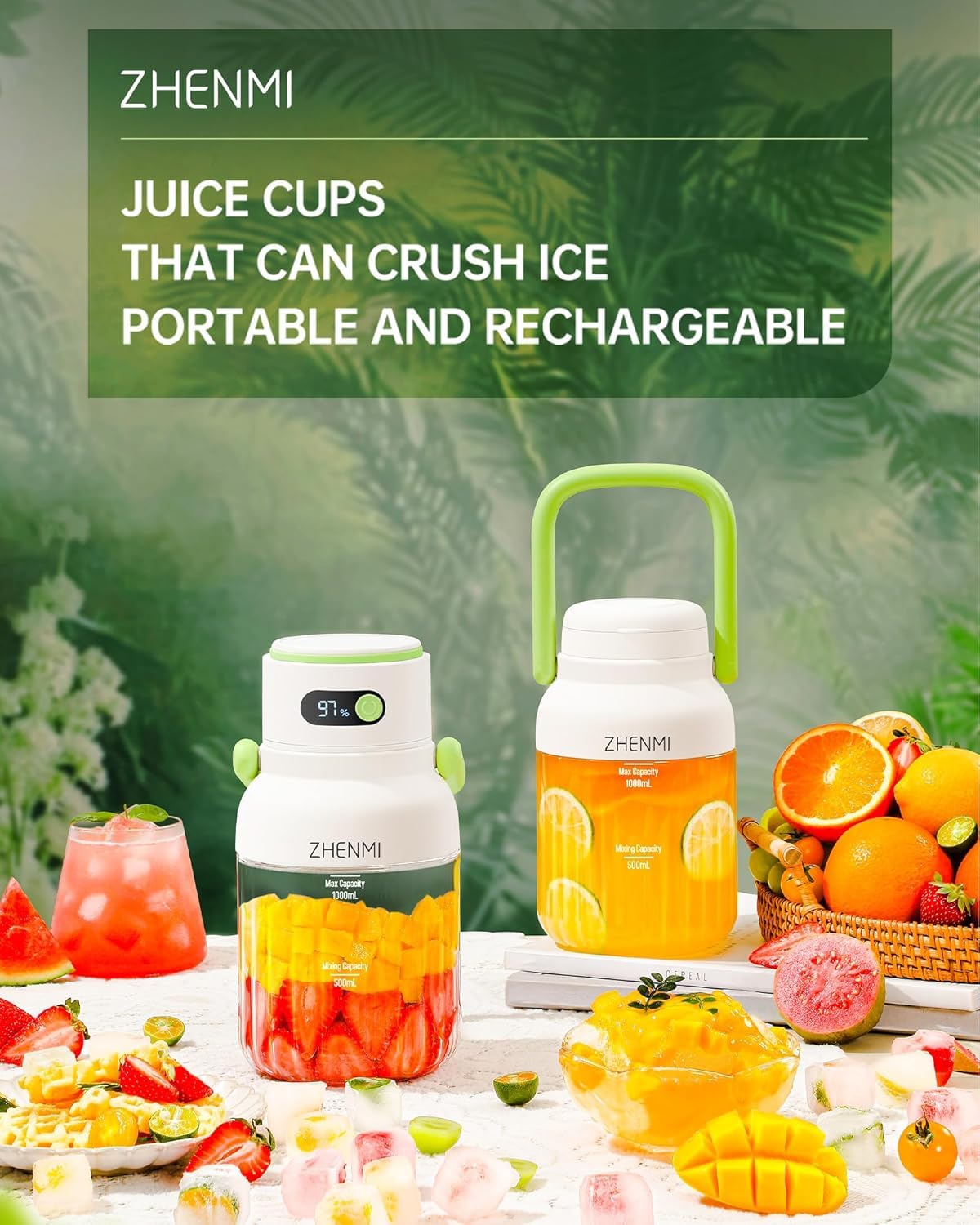 Centrifugeuse Portable pour Jus de Fruits et Légumes, Moulinette Personnelle pour Smoothies et Milkshakes, Mixeur à Boire Rechargeable, Couvercle Étanche avec Bec Verseur, Charge par USB-C pour Voyage