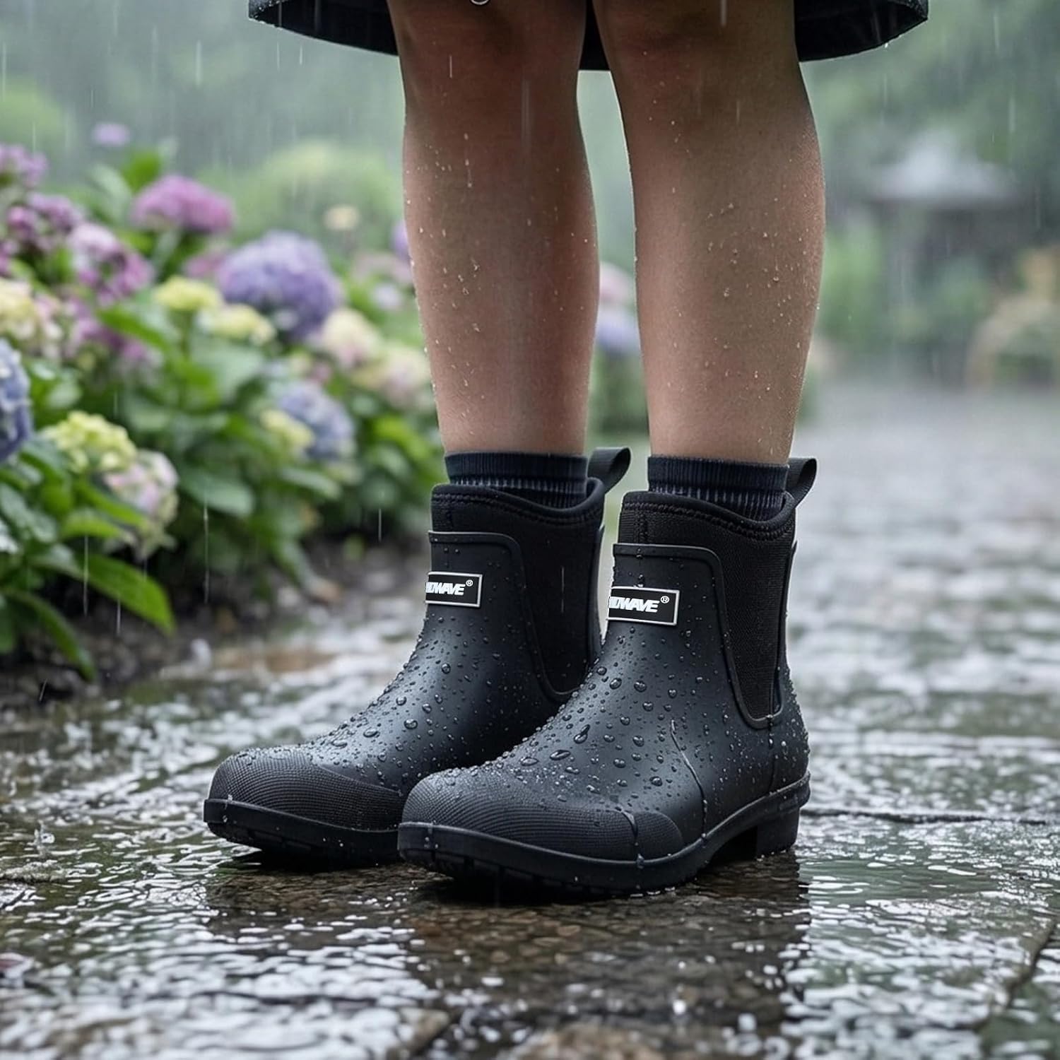 Showave Ankle Rain Boots Women Waterproof Short Rubber Boots for Women Chelsea Rain Boot Mud Garden Boot for Farming Fishing Outdoor
