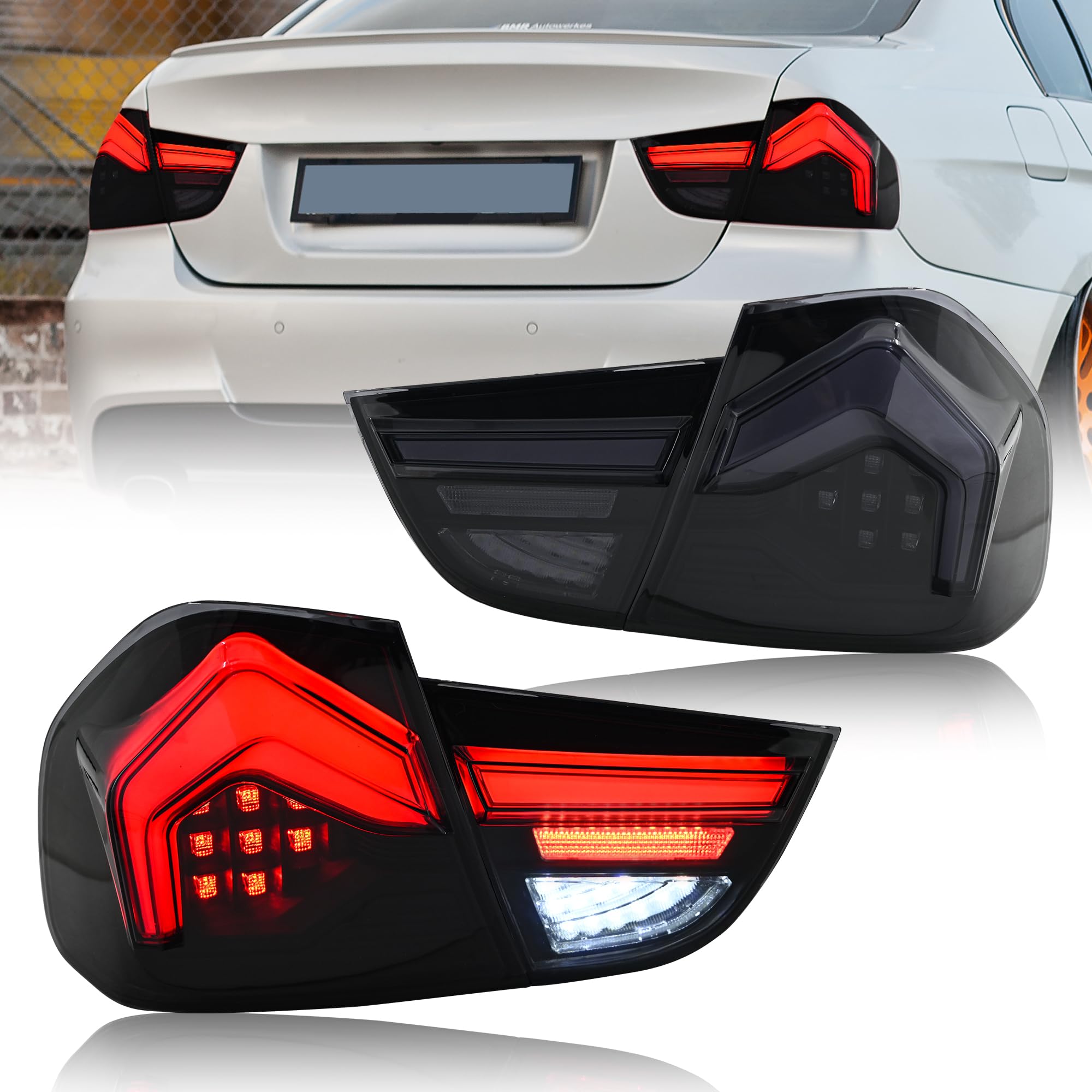 Tail Lights for 3-Series M3 E90 2009-2012 Amber Sequential Turn Signal Tint image 1