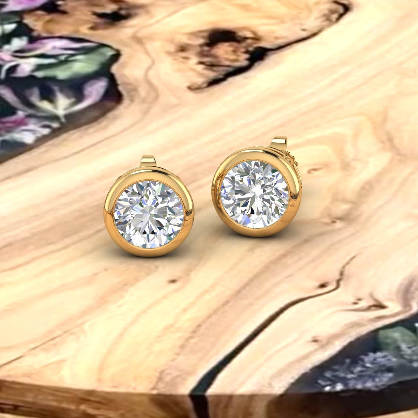 2 Carat Natural Diamond Stud Earrings for Women in 14K Gold - IGI Certified (I1-I2 clarity)