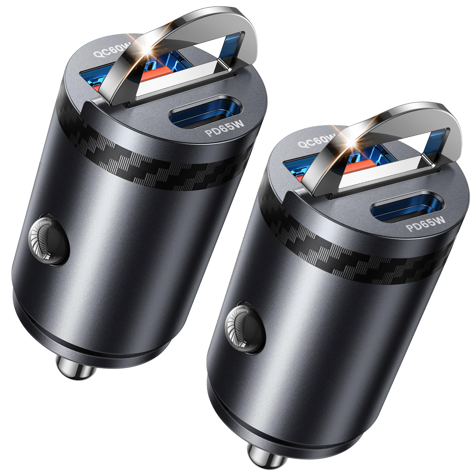 Upgraded 2-Pack 125W Fast Car Charger, Mini Flush Fit USB C Car Adapter