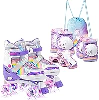Vista 1 de Rainbow Unicorn - Patines para niños con equipo de protección, morado, talla S