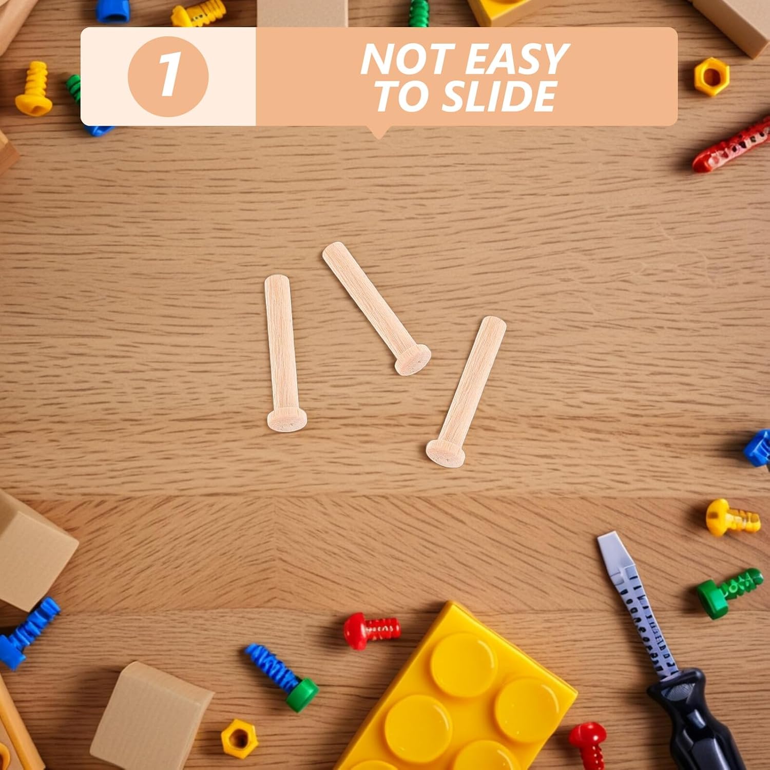 Pack of 20 Small Wooden Nails with T-shaped Round Head Made of Solid Wood, Sturdy Mini Wooden Pins for Craft Projects, Suitable for Woodwork and Model Making, Durable and