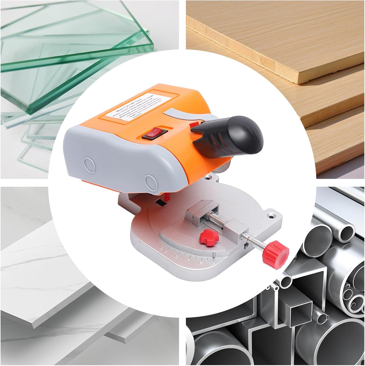 Mini 45° Miter Cut-Off Saw for Metal and Stone Cutting, 110V Portable Benchtop Power Tool, Industrial Multipurpose Cutter, Ideal for DIY and Workshop Use