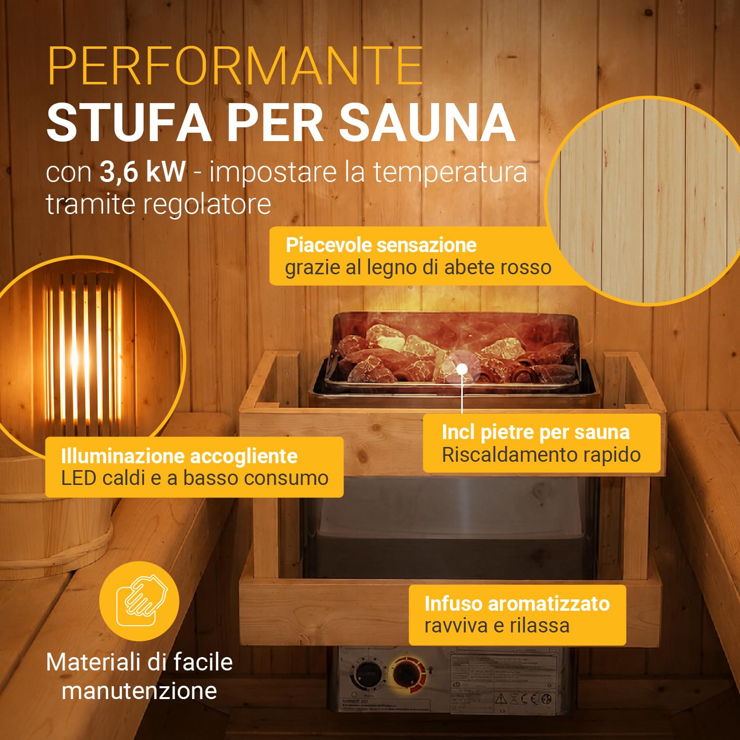 Artsauna Sauna a botte per esterni Spitzbergen 120 per 2 persone – stufa da 3,6 kW, pietre per sauna e accessori – botte per sauna in legno di abete – sauna esterna da giardino