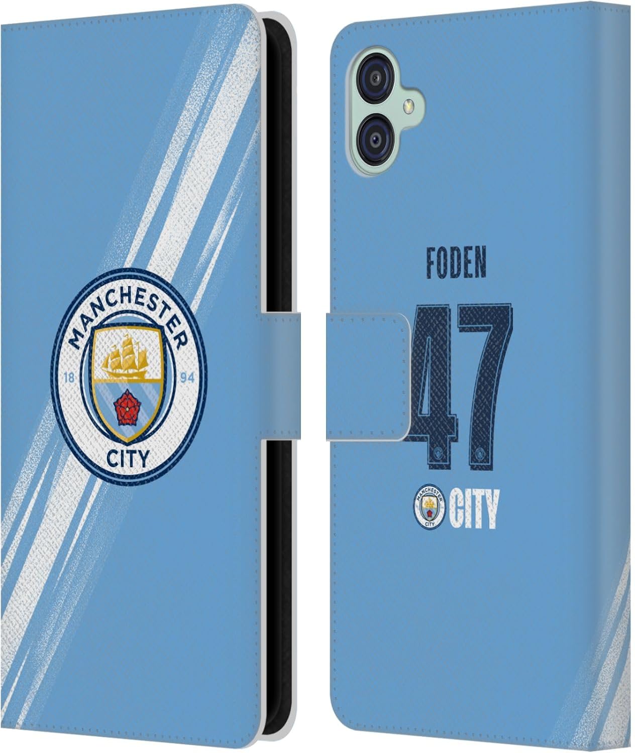 Head Case Designs Officially Licensed Manchester City Man City FC Phil Foden 2025/26 Players Home Kit Leather Wallet Case Compatible with Samsung Galaxy M04 5G / A04e