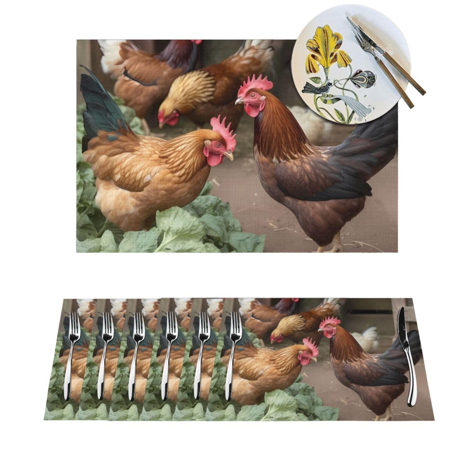 Sets de table en vinyle antidérapants et lavables de 30,5x45,7 cm pour salle à manger