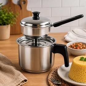 Cuscuzeira Inox Individual Peitinho de Moça Paulista – Cuscuz a Vapor Compacta para Fogão por Indução, Elétrico e a Gás | Cuscuzeira Nordestina