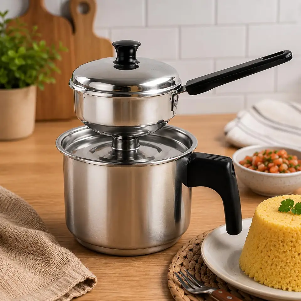 Cuscuzeira Inox Individual Peitinho de Moça Paulista – Cuscuz a Vapor Compacta para Fogão por Indução, Elétrico e a Gás | Cuscuzeira Nordestina