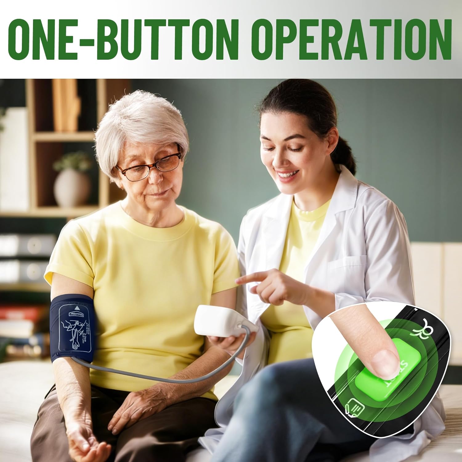 Uvital Blood Pressure Monitor for Home Use, Automatic Upper Arm Blood Pressure Monitor with Adjustable Large Cuff, BP Monitor for Seniors with 3.7-inch Large LED Screen, 2x199 Records