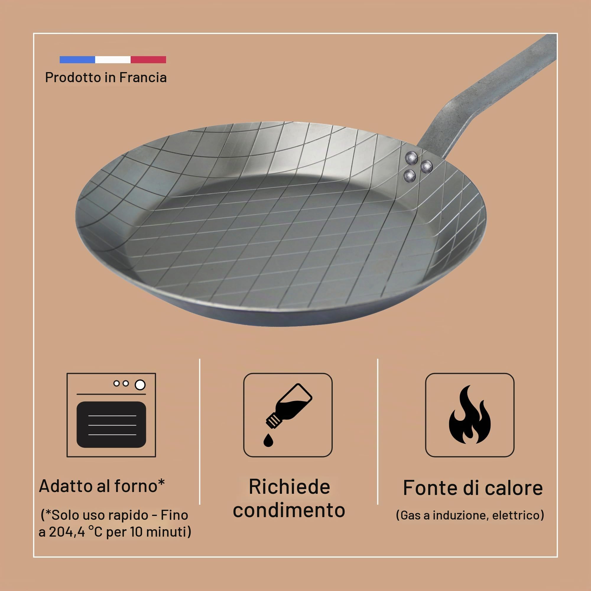 deBUYER 5616.24 Bistecchiera, Acciaio Inossidabile, Argento, 24 cm