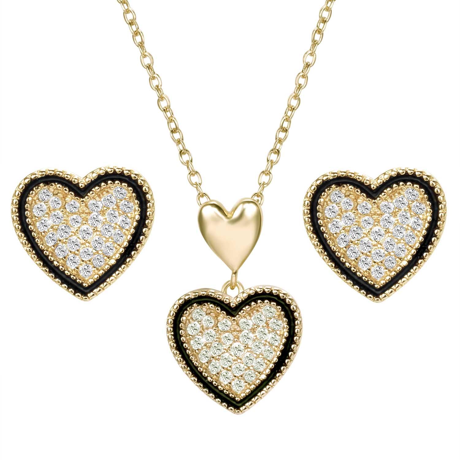 peora Heart Shape CZ Studded Pendant Chain Earring Set Fashion Jewellery Gift for Women & Girls-picture-25