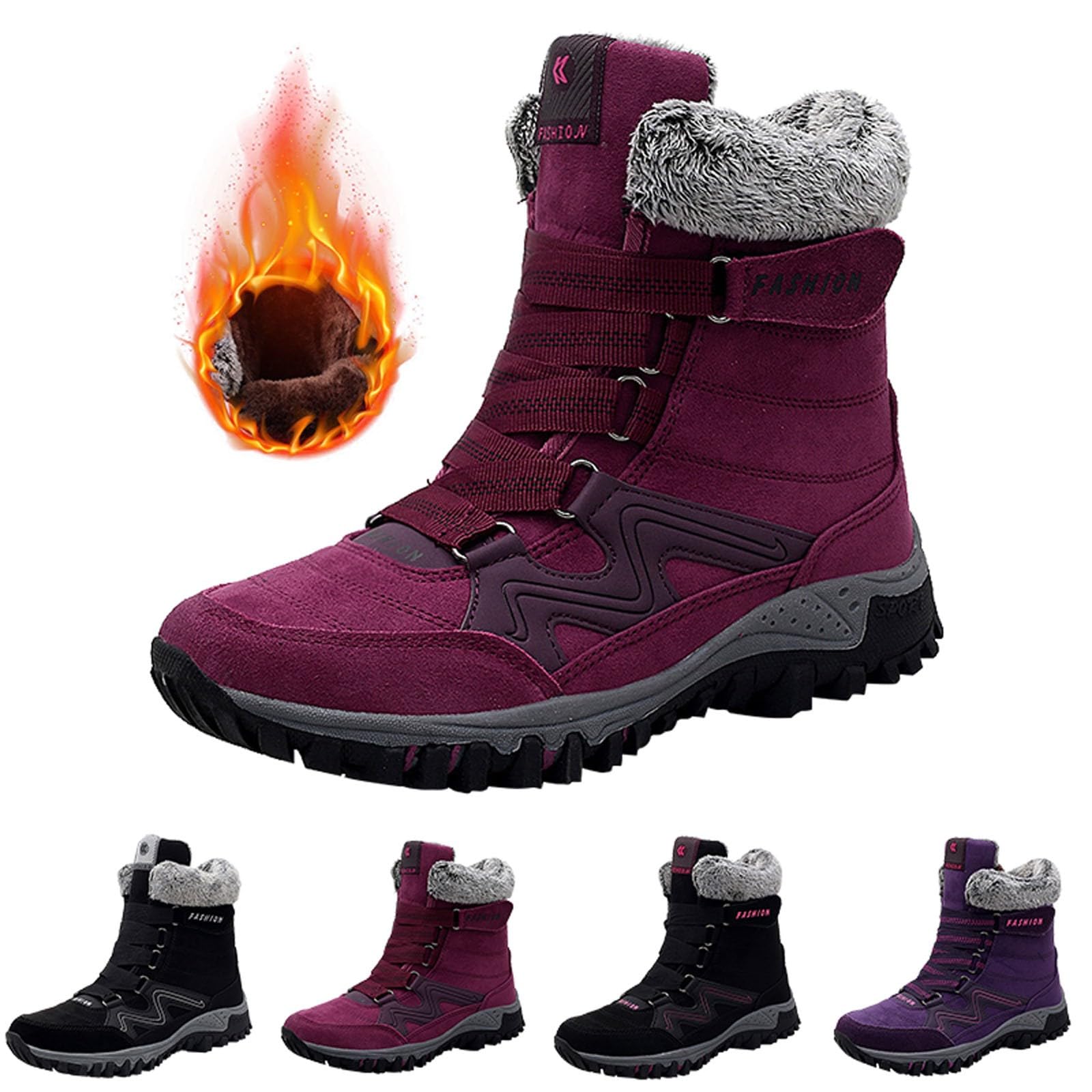 Apres Sci Donna Stivali Fodera In Pile Neve Inverno Escursionismo Impermeabile Stivaletti AntiderRapante Suola In Gomma Scarpe Da Passeggiata Confortevole Scarpe All'aperto