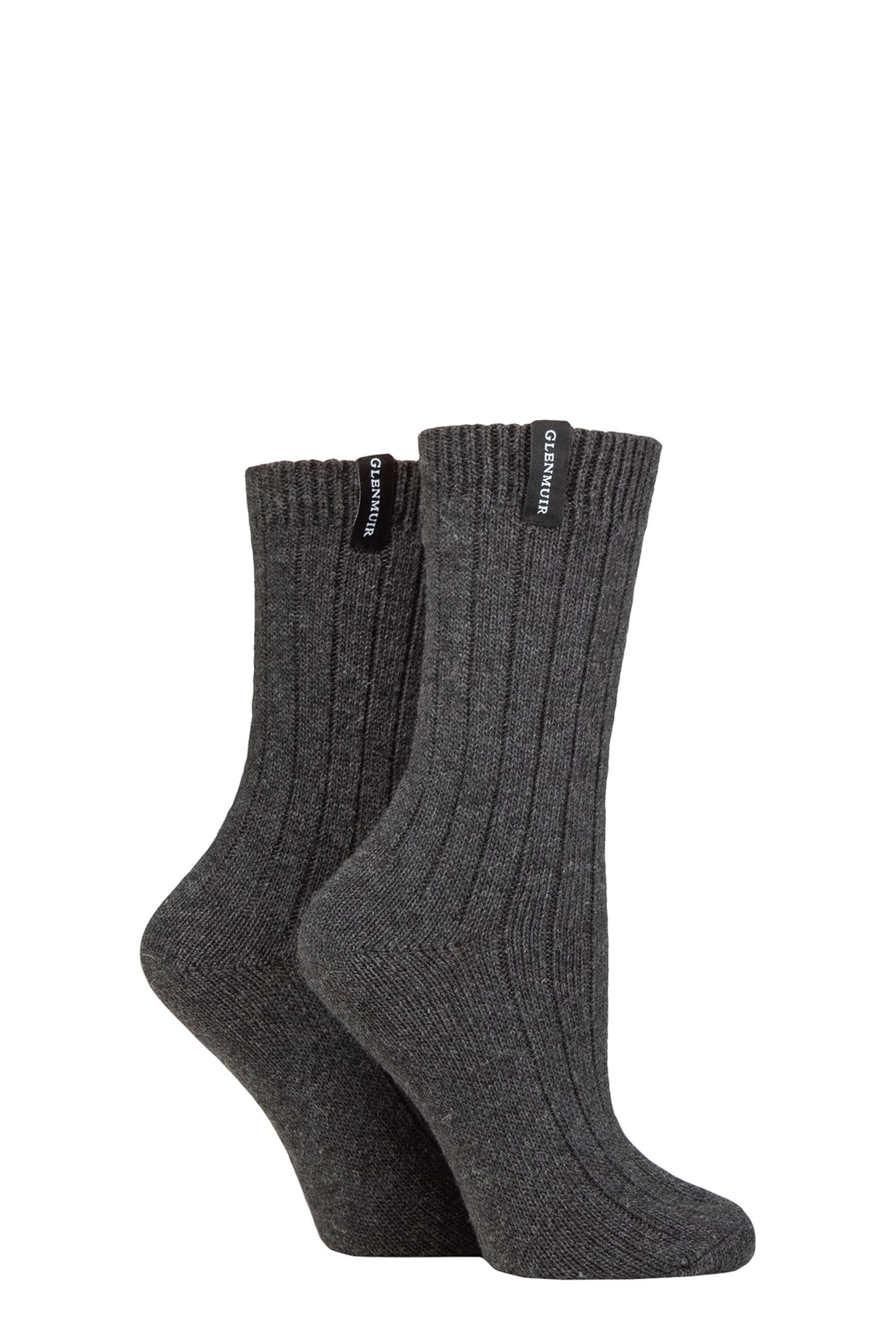 Glenmuir Ladies Classic Boot Socks Pack of 2 Charcoal 4-8