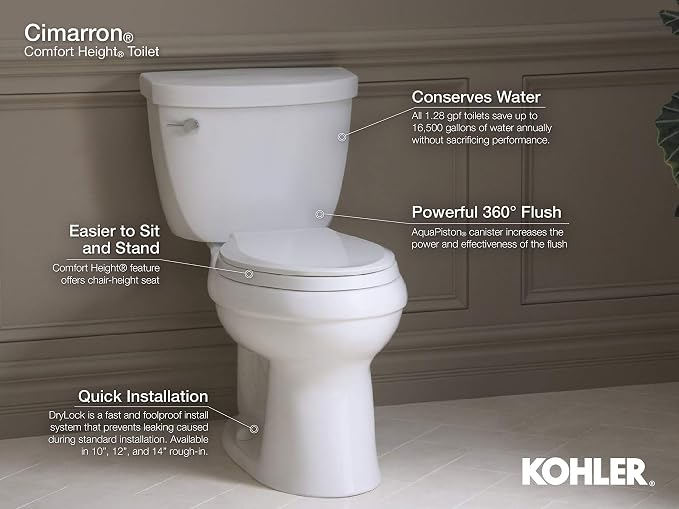 Tanque para sanitario Cimarron Kohler 1.28 gpf blanco miniatura 4