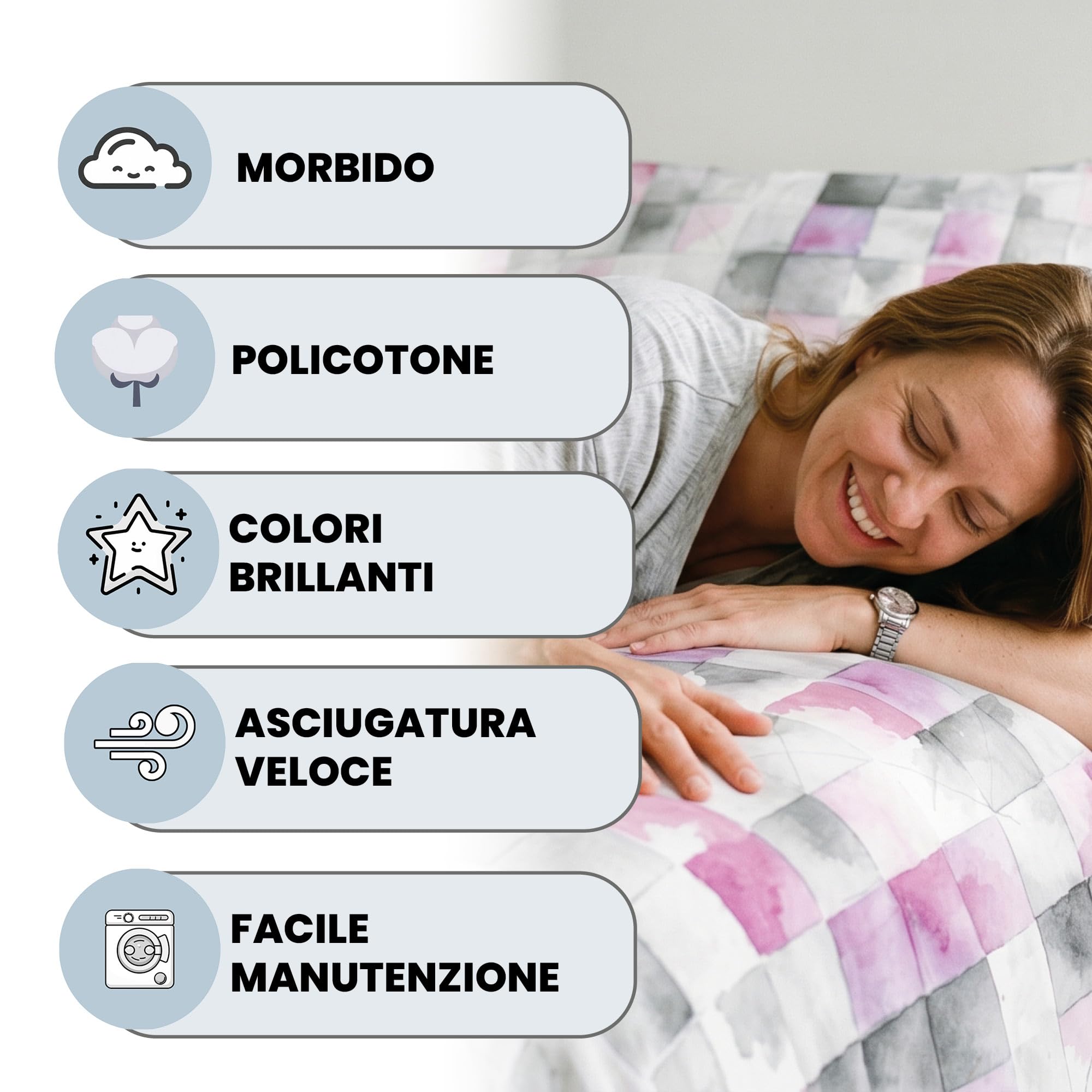Set Copripiumino Matrimoniale River, lavorato in Italia - Parure Copri Piumino - Sacco Piumone 250x200cm con Doppia Patella e 2 Federe Cuscino (Matrimoniale, ili)