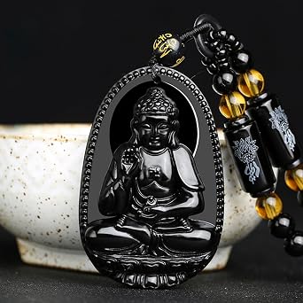 Obsidian Wolf's tooth pendant + natural obsidian necklace gossip array necklace men's pendant women's sweater chain accessories