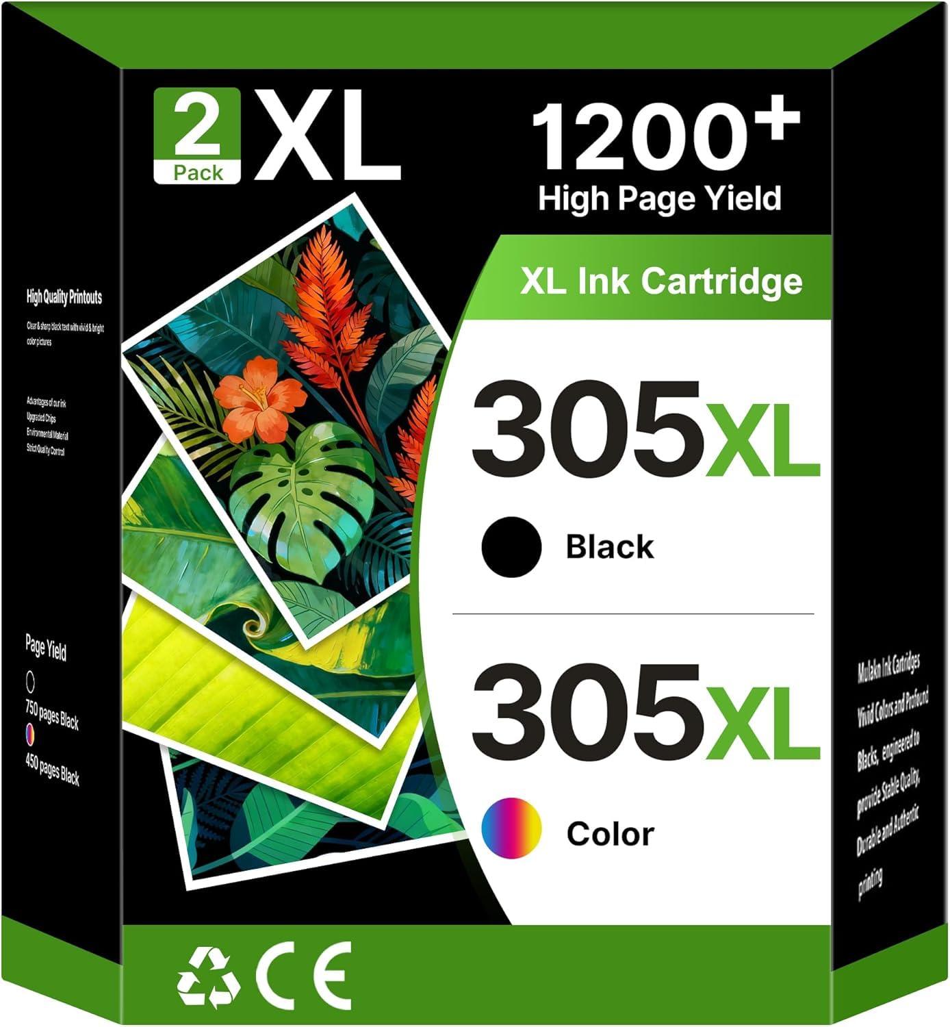305XL per Cartucce HP 305 XL Nero e Colore per DeskJet 2820e 2810e 2800e 4220e 2720e 2720 2823e DeskJet Plus 4220e Envy 6020e 6020 6022 6000 6420e 6120e 6030e 6032 6020 6430e 6022 (2-Pack)