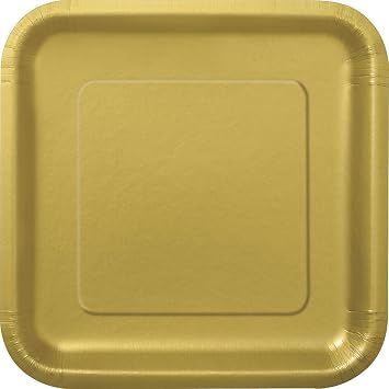 Gold Solid Square Dessert Plates - 7" Pack of 16 - Elegant & Durable Design - Great for Parties & Special Occasions