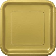 Gold Solid Square Dinner Plates - 9" Pack of 14 - Premium Quality & Contemporary Design - Perfect for Elegant Events & Celebrations