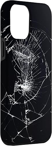 Vista 72 de iPhone 12/12 Pro - Funda negra con diseño roto falso, disuasorio de robo