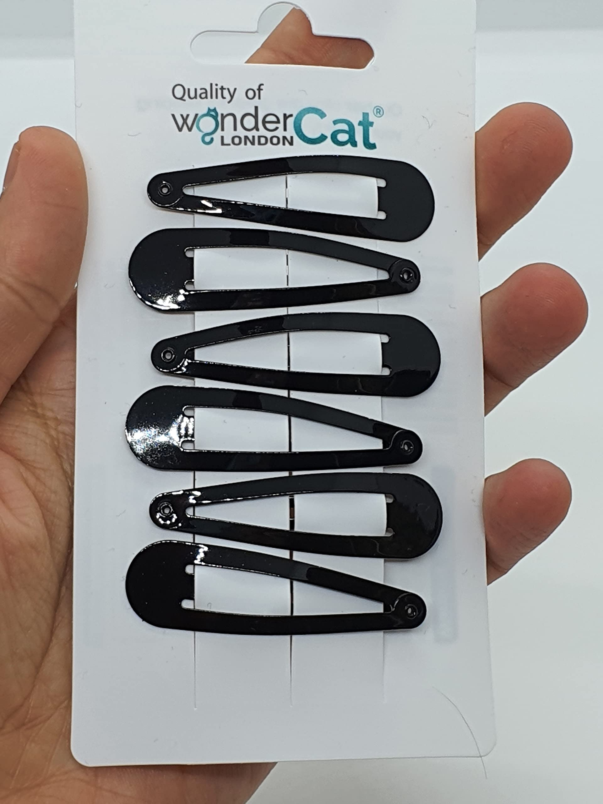 6 PCS Metal Snap Hair clips Snap Pins Hair Grip 5CM Long (Black)