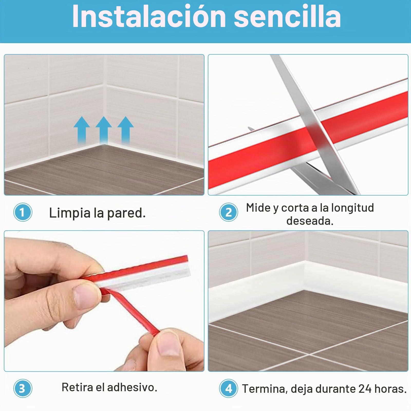 Molduras decorativas flexibles autoadhesivas para techo, 27 mm x 20 mm, de TPE, autoadhesivas, para bordes de pared, azulejos