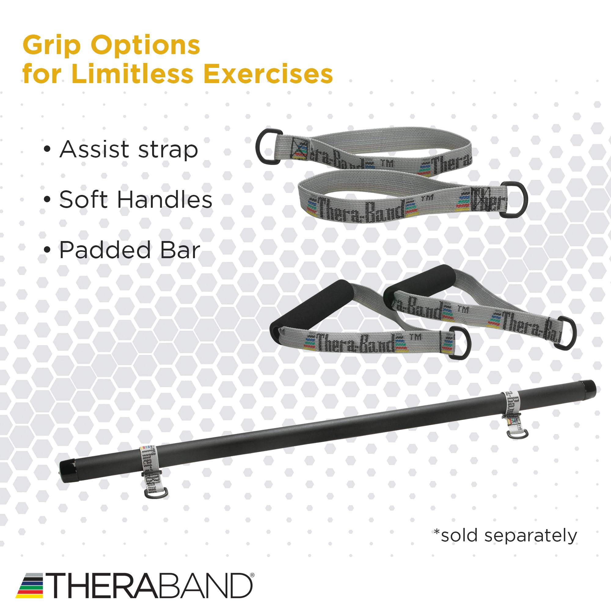 THERABAND Tubo di resistenza professionale in lattice, 60 cm, con connettori per esercizi, fisioterapia, pilates, allenamenti a casa e riabilitazione, giallo, set da 2