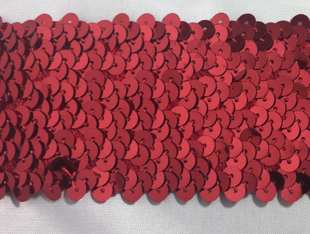 6 Row 2-1/8 inch Stretch Sequin Trim - 6 Continuous Yards (Fuchsia)