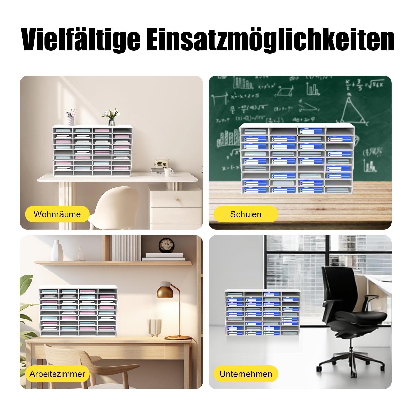 Portadocumenti da ufficio, organizer da scrivania, con 36 scomparti, in PVC, per documenti formato A4 (36, bianco)