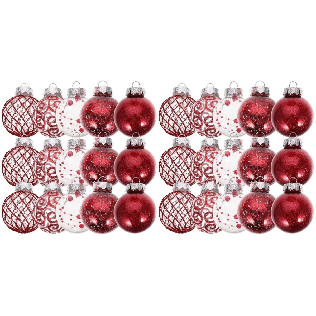 Toyvian 60 Pezzi Palline di Natale Rosse in Plastica per Albero, Facili da