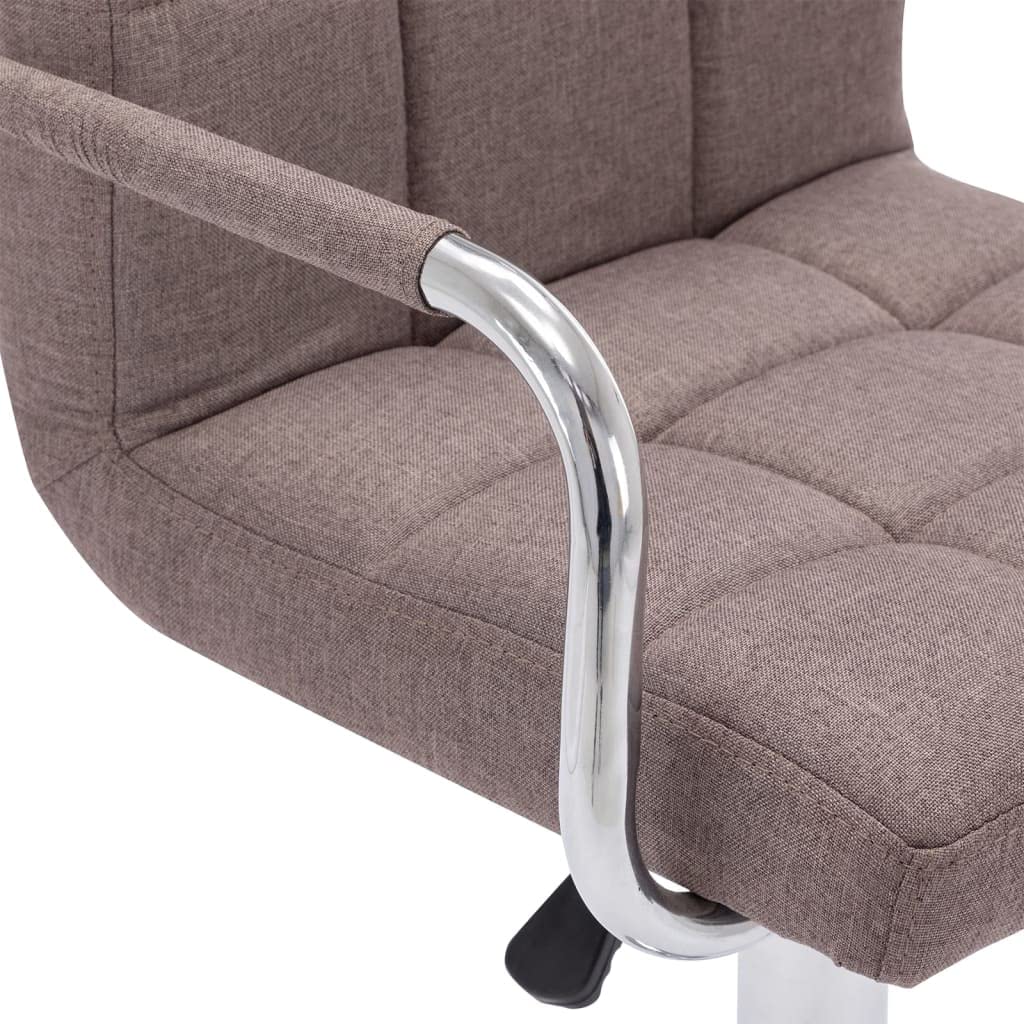 Taburete de bar de tela topo, moderno taburete regulable en altura con resorte de gas, silla de bar giratoria 360° con marco de acero cromado, reposapiés y acolchado para el mostrador de la