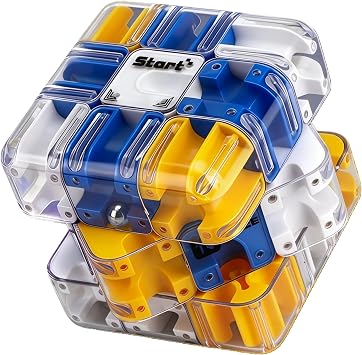 3D Rolling Ball Maze Cube,3D Maze Cube for Improve Spatial Recognition and Cultivate Logical Thinking,Large Labyrinth Puzzles Cube to Engaging Brain Teaser Toy Blue