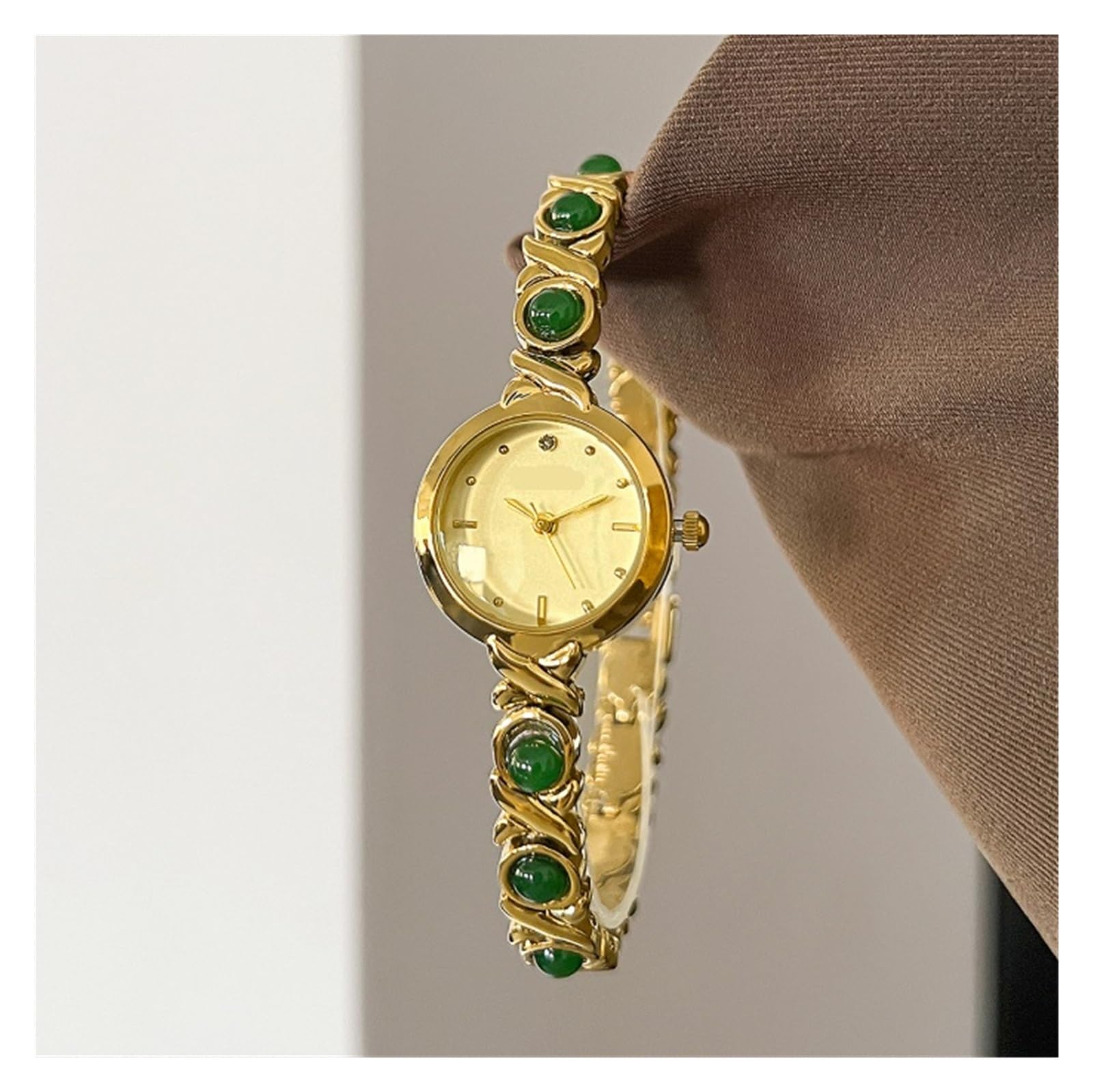 Montres élégantes for Femmes, Vintage, Bracelet de Perles, Luxe, Rond, étanche, Quartz for Dames