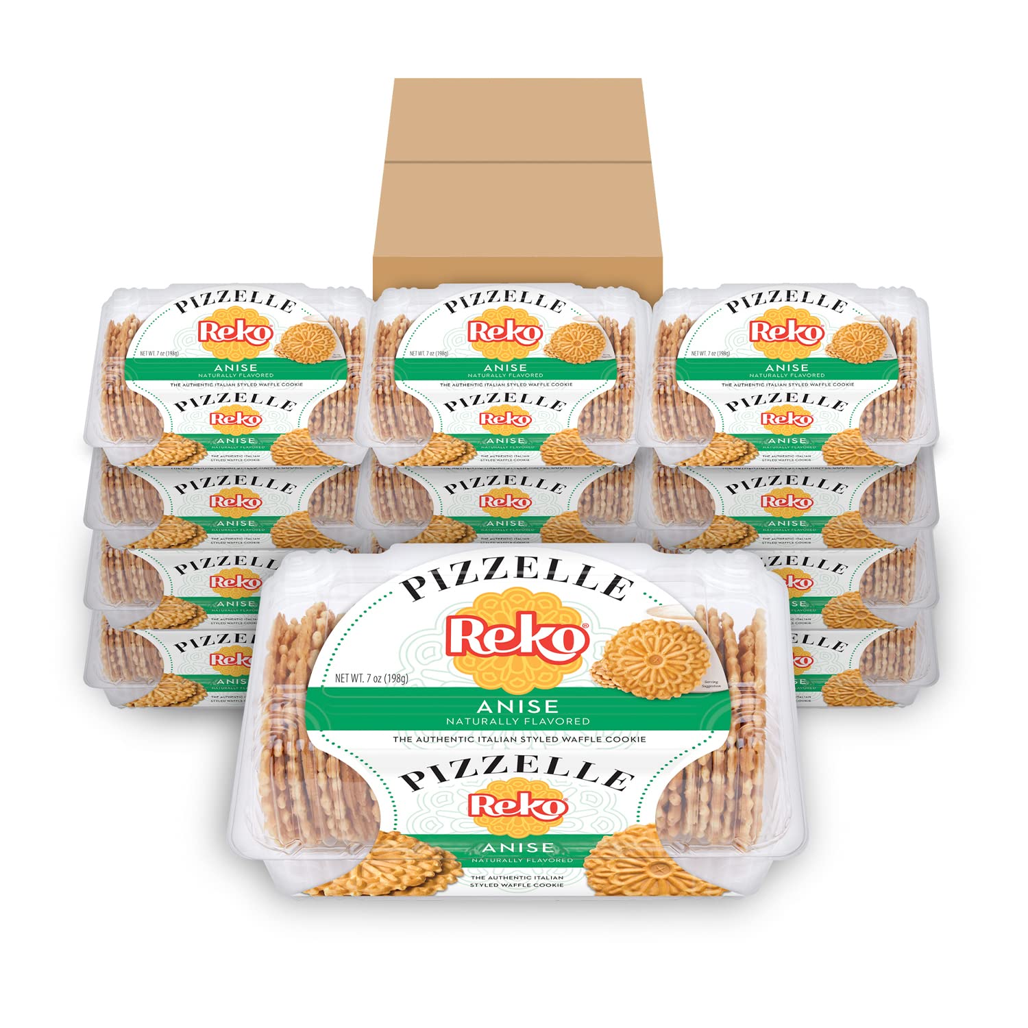 Reko Pizzelle Authentic Italian Style Waffle Cookie, Anise, 7 Ounce (Pack of 12)
