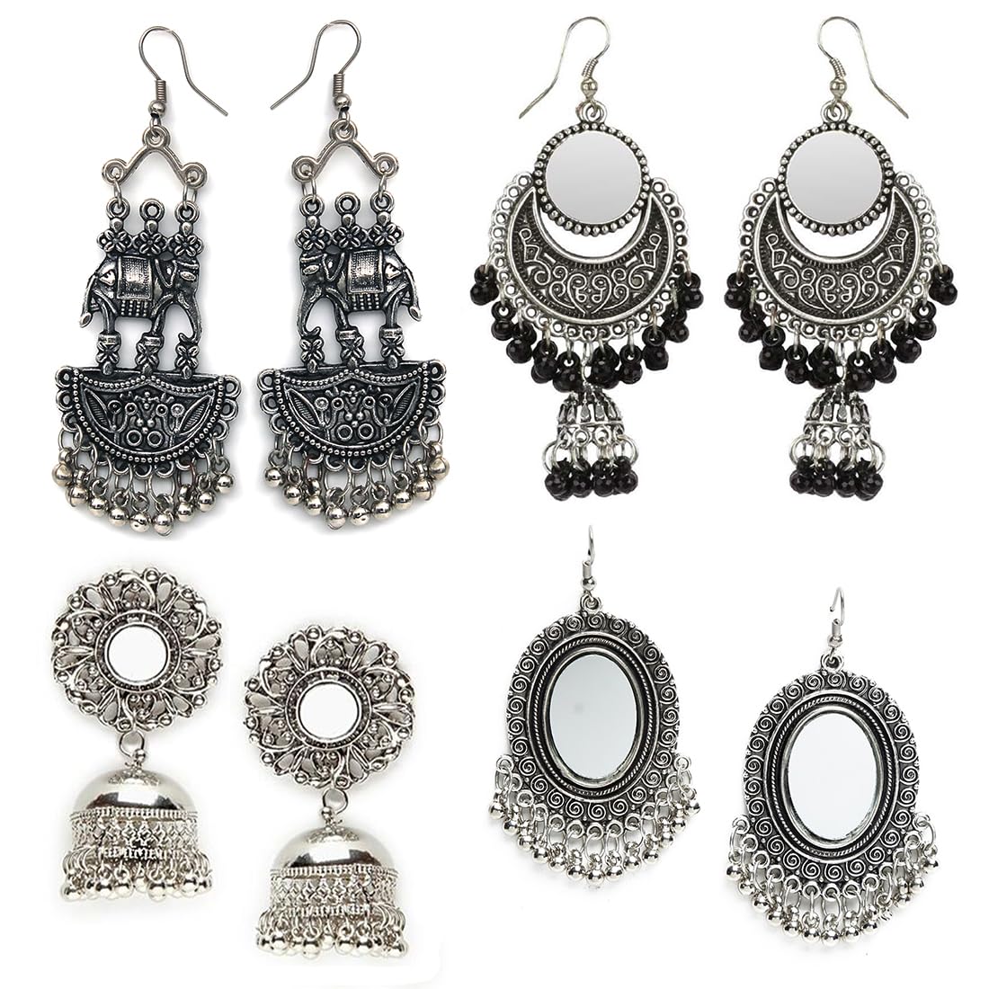 EziKart Stylish and Antique Multi Designer Handmade oxidized Peacock Chandbaali fancy Hook Earring Combo for Woman and Girls. (B0CCXSHPTK) Amazon Price History, Amazon Price Tracker