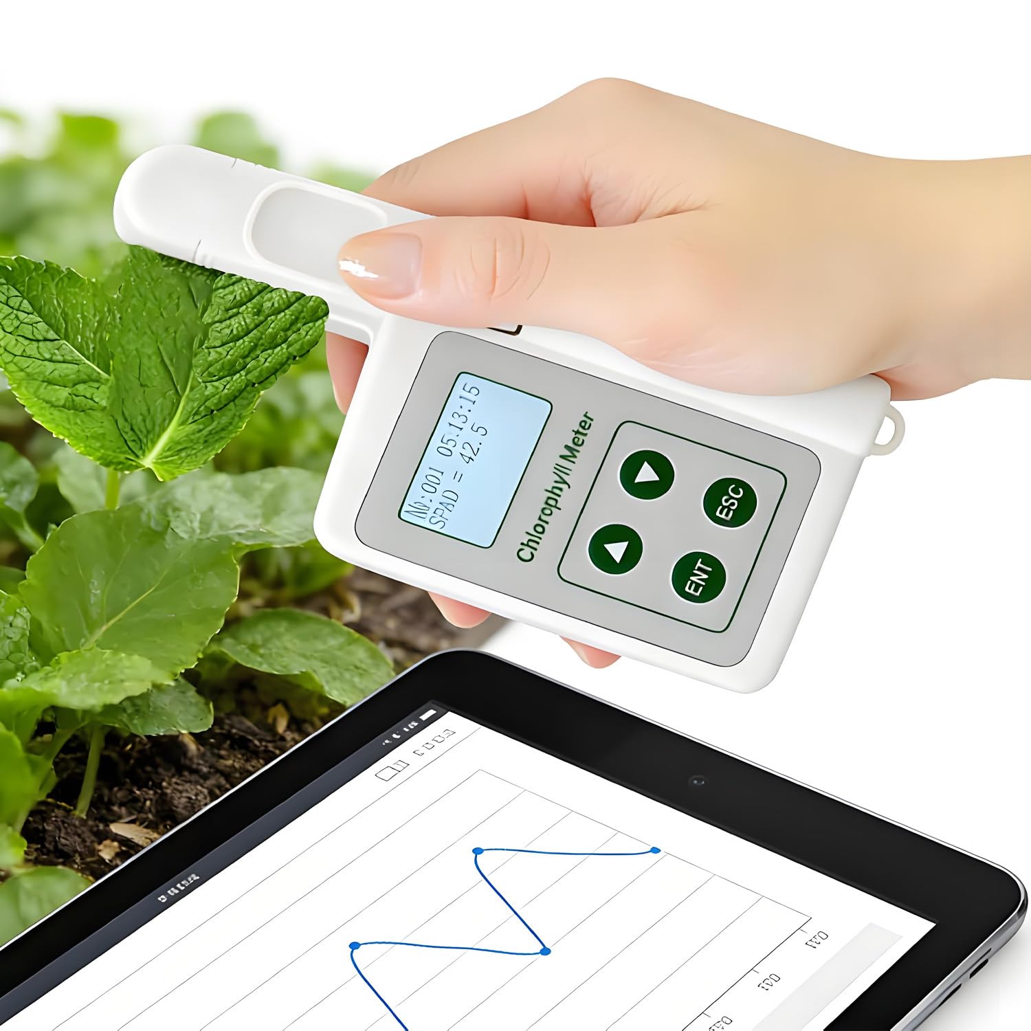 GLBMXDD Plant Nutrient Testing,fHandheld Chlorophyll Analyzer,Portable Chlorophyll Meter,with USB Data Export,Ideal for Farmers, Gardeners, and Scientific Research Chlorophyll