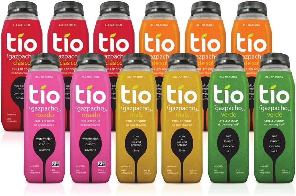 Tio Gazpacho All-Natural Chilled Soup, Variety Pack, 10 Fl Oz (Pack of 12)