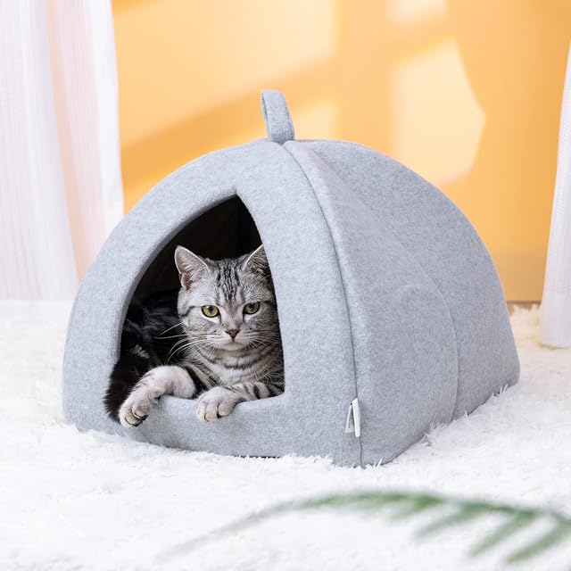 Foto 4 de 8 de Nobleza 2 Piezas Cama para Gato Perro, Cama Gato Cueva Mediano Lavable con Cojín Extraíble
