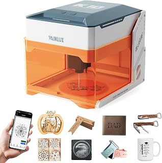 WAINLUXPRO Laser Engraver, 3000mW Engraving Machine, 0.01mm Precision, 80x80mm Work Area, WiFi & Offline Control, Class 1 Eye-Safe for Wood Leather Plastic Paper, DIY Tool