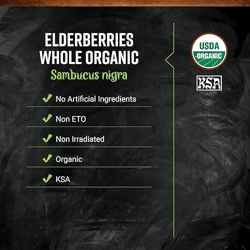Miniatura 6 de Frontier Co-op Organic Dried Elderberries, 1lb Bulk Bag, European Whole | Kosher and Non-GMO Organic Elderberry Berries Dried, for Tea, Immune