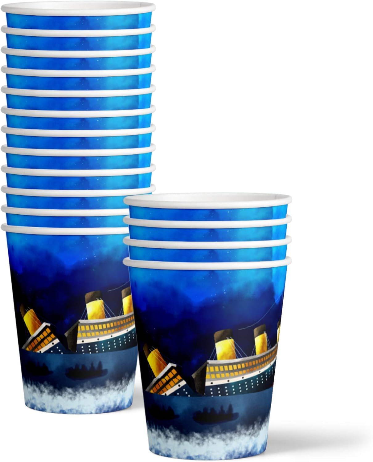 Titanic Themed Birthday Party Supplies Set and Birthday Party Invites - 48 Pieces Disposable Plates, Napkins, Cups, Tableware and 20 Count of 4x6" Invitations - Titanic Decor Great for Girls and Boys