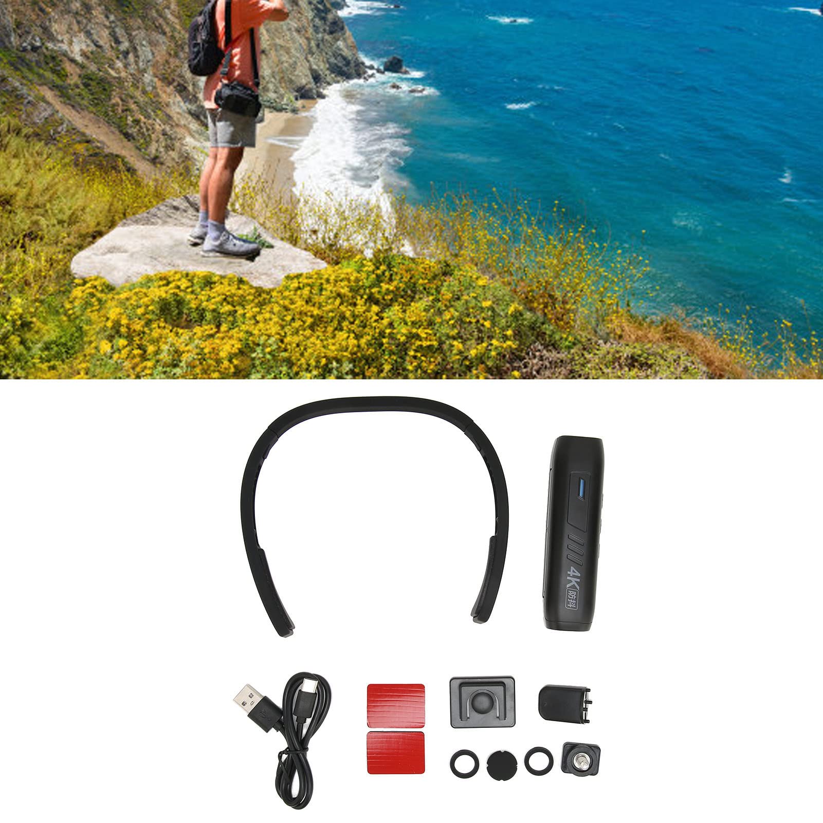 Videocámara 4K Cámara Montada en la Cabeza, Manos Libres para la Cabeza Cámara de Video Portátil Compatible con WIFI APP, 1080P 60FPS FHD Cámara Web con Grabadora Inteligente Antivibración Vlog