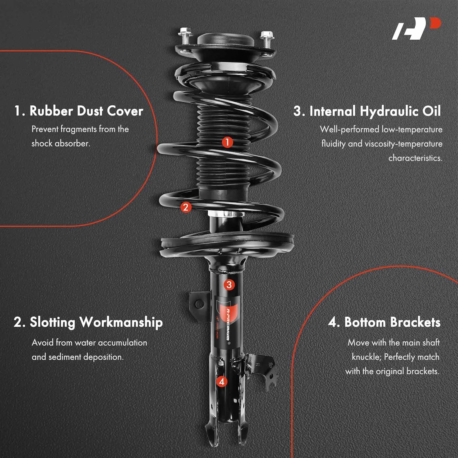 A-Premium Front Struts Compatible with Toyota Avalon [FWD] 2013 2014 2015-2x Replacement Suspension Complete Strut Assembly Shock with Coil Spring