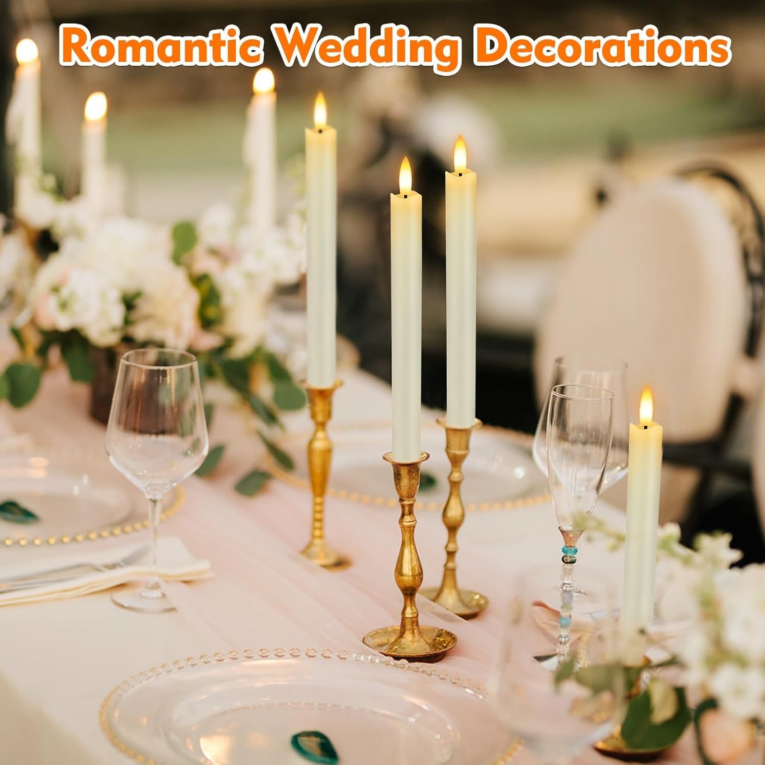 HINZER 4 Pack Fall Decor Garland + 6 Pcs Flameless Taper Candles